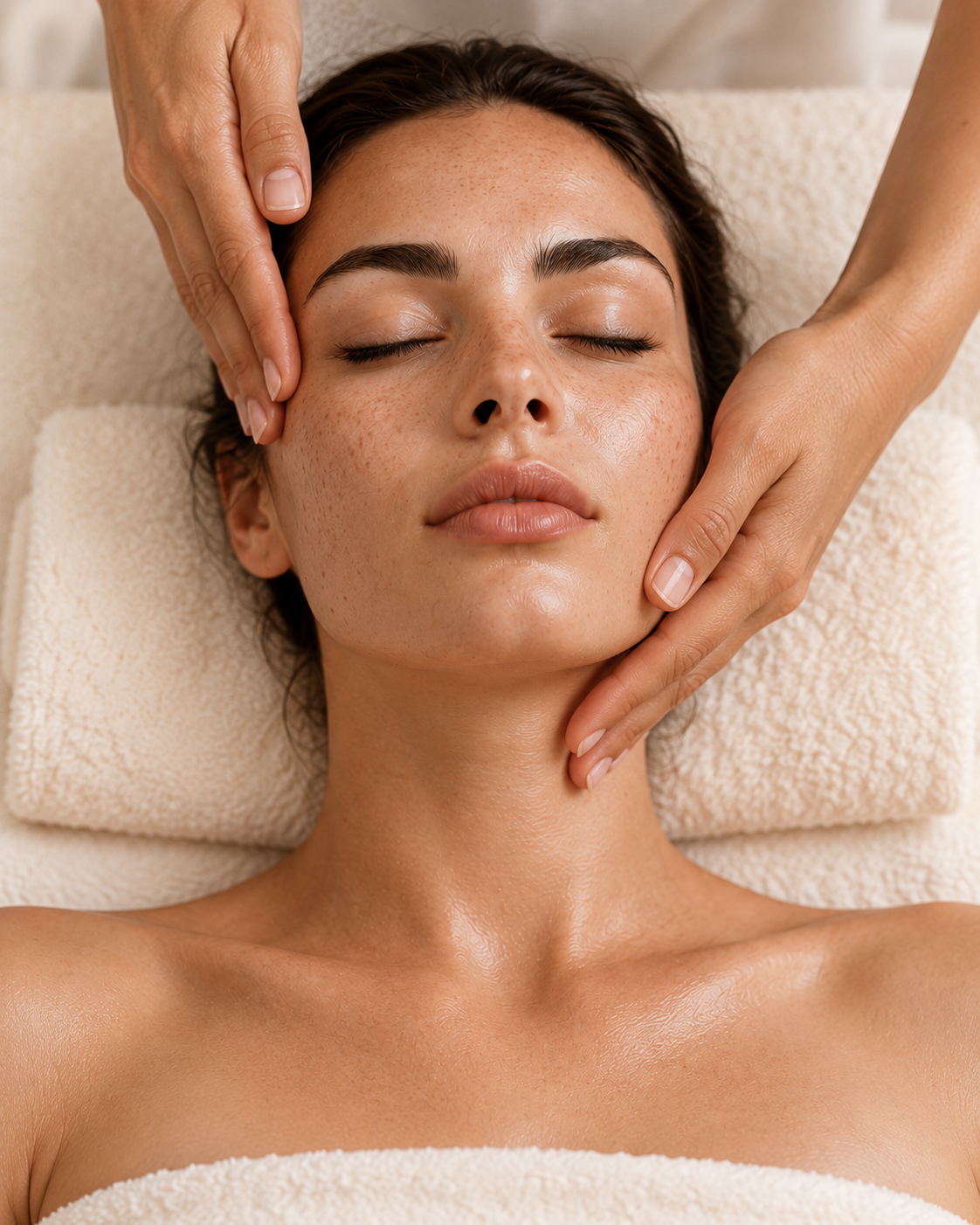 Holistic facial treatment of a client